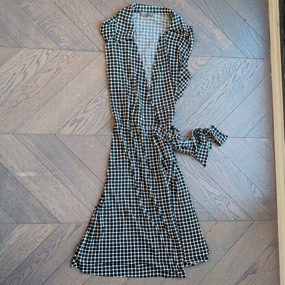 Vince Camuto Wrap Dress | Black & White Sundress | Size Small
